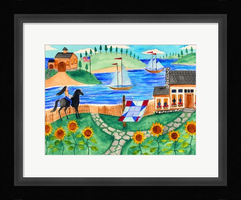 Framed Cottage By The Sea Print