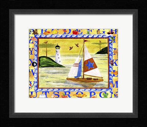 Framed Sailboat Sunset Alphabet Beach Print