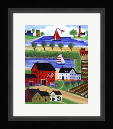 Framed Seaside Village Print