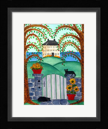 Framed Two Cats By Ocean House Print