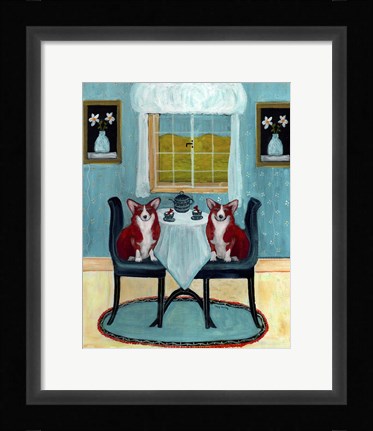 Framed Doggie Tea Time Print