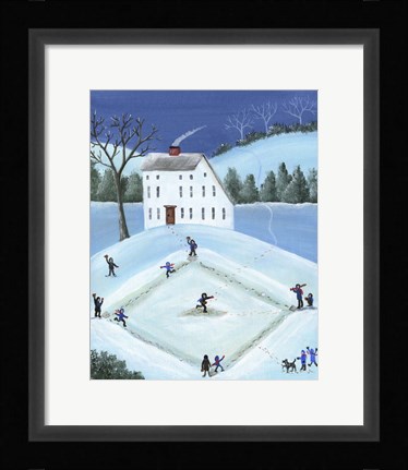 Framed Snow Ball Baseball Print