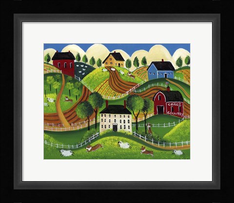 Framed Corgi Country Print