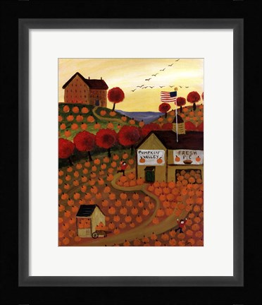 Framed Americana Pumpkin Valley and Homemade Pie Print