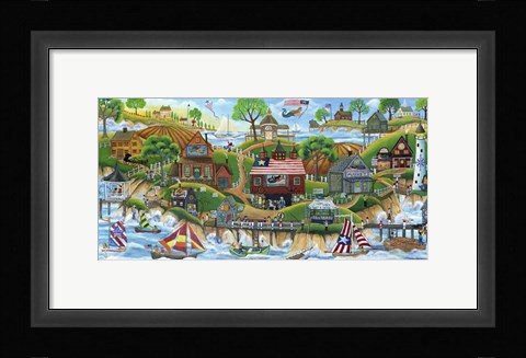 Framed Mermaid Village by the Sea Print