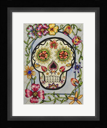 Framed Dia de los Muerton con Flores Print