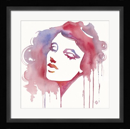 Framed So She Flows (Watercolor portrait) Print