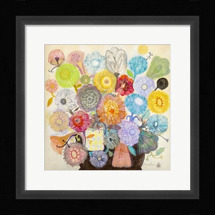 Framed Golden Flowers Print