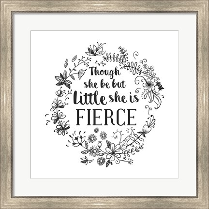 Framed Though She Be But Little - Wreath Doodle White Print