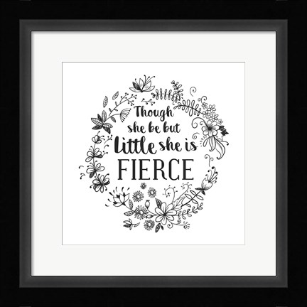 Framed Though She Be But Little - Wreath Doodle White Print