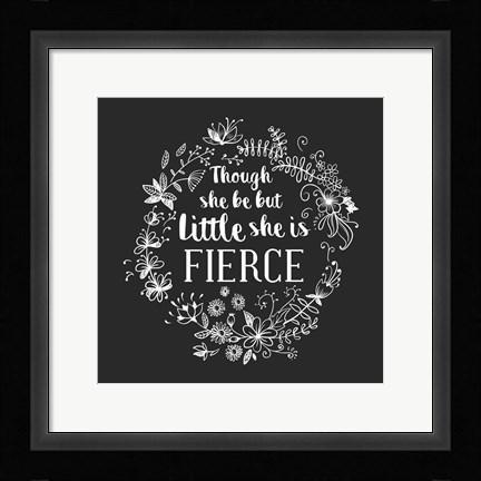 Framed Though She Be But Little - Wreath Doodle Gray Print