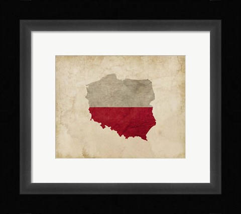 Framed Map with Flag Overlay Poland Print