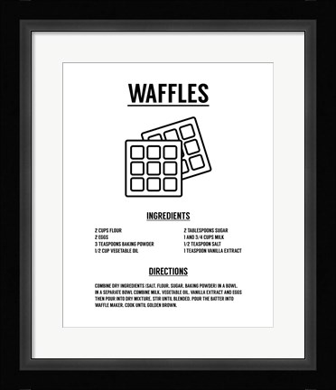 Framed Waffle Recipe Black on White Print