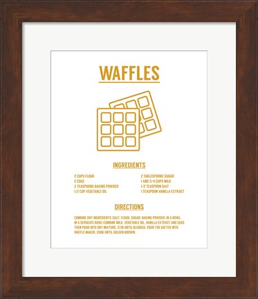 Framed Waffle Recipe Yellow on White Print