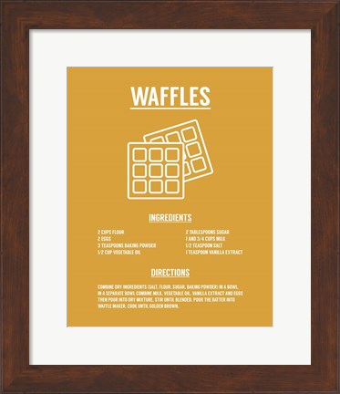 Framed Waffle Recipe White on Yellow Print