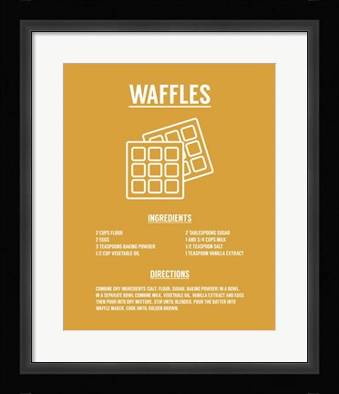 Framed Waffle Recipe White on Yellow Print