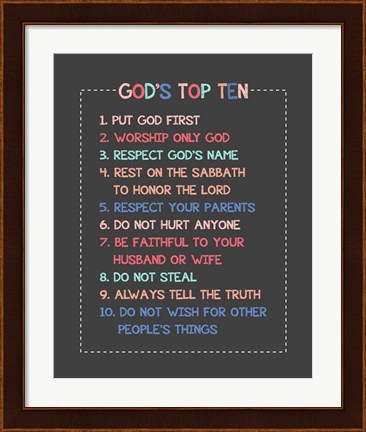 Framed God&#39;s Top Ten Stitch Border - Pink Print