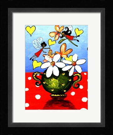 Framed Flower Arranging Fairies Print
