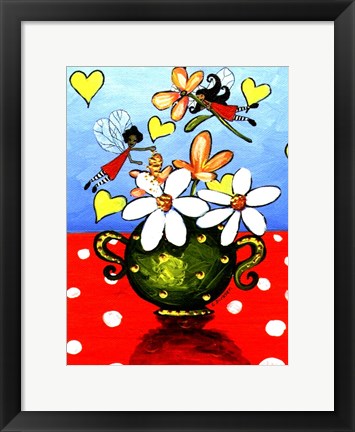 Framed Flower Arranging Fairies Print
