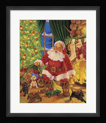 Framed Santa Pups Print