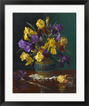 Framed Iris in Cloisonne Vase Print