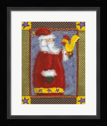 Framed Santa &amp; Bird Print