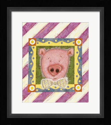 Framed Pig in Bow Tie Print