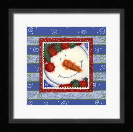 Framed Scarf Snowman 1 Print