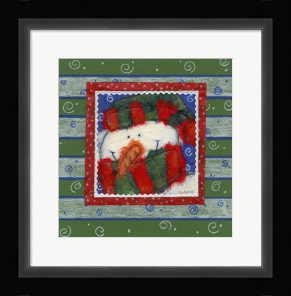 Framed Scarf Snowman 2 Print
