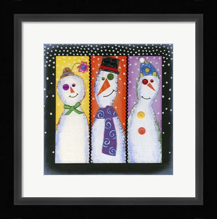 Framed Three Tall Snowmen Print