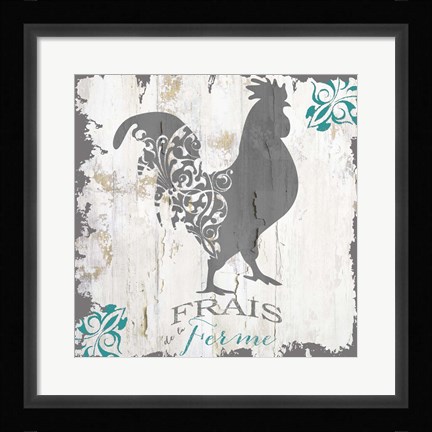 Framed Ferme Teal 1 Print