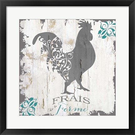 Framed Ferme Teal 1 Print