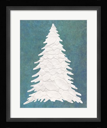 Framed Snowy Fir Tree on Blue Print