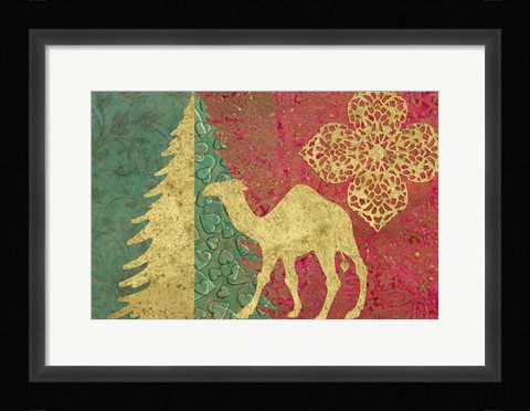 Framed Xmas Tree and Camel Print