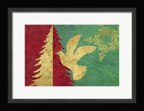 Framed Xmas Tree and Dove Print