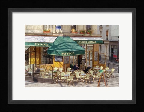 Framed Bistro and Brasserie Le Reveil Bastille Print