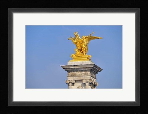 Framed Golden Fame Statue On Pont Alexandre III - I Print