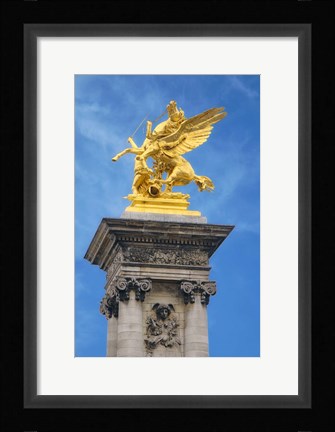 Framed Golden Fame Statue On Pont Alexandre III - II Print