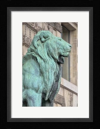 Framed Lion Statue Of The Lions Gate Of The Louvre Print