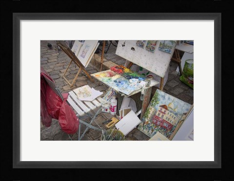 Framed Monmartre Artist Working On Place du Tertre III Print