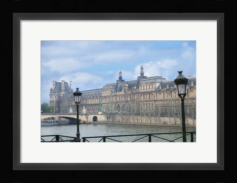 Framed Louvre Palace And Seine River Print