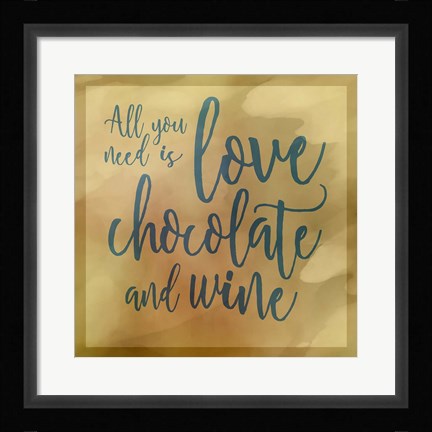Framed Love, Chocolate And Wine Print