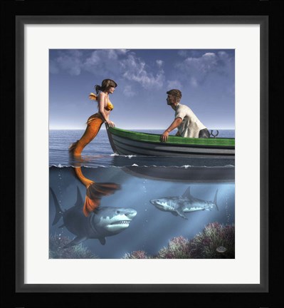 Framed Mermaid And Her Pets Print