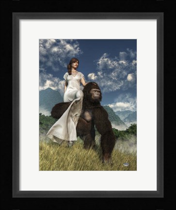 Framed Ape And Girl Print