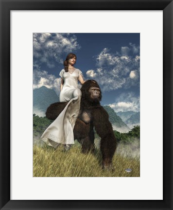 Framed Ape And Girl Print