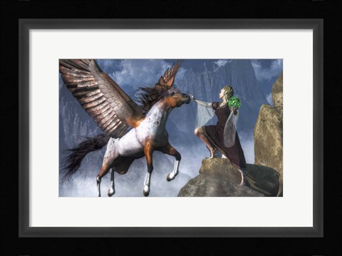 Framed Elf Summoning A Pegasus Print