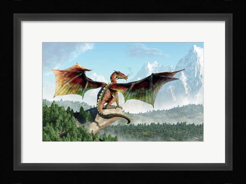 Framed Perched Dragon Print