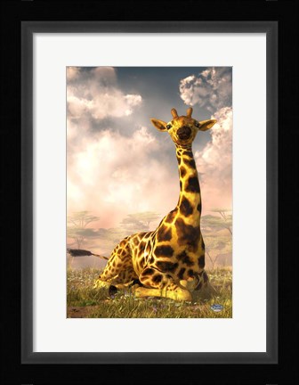 Framed Sitting Giraffe Print