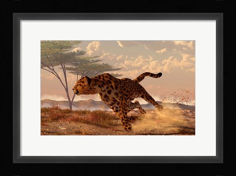 Framed Speeding Cheetah Print