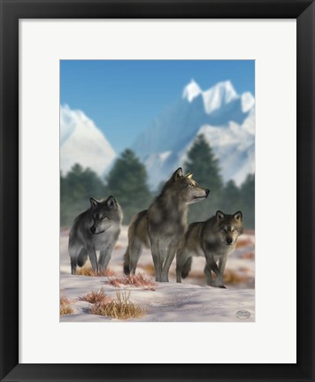 Framed Three Wolves Print